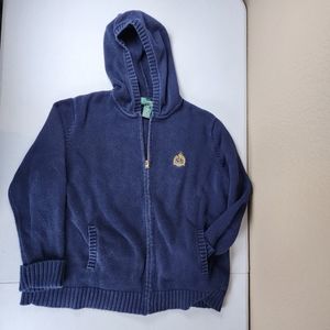 Lauren Ralph Lauren full zip hoodie XL women's navy blue with crest